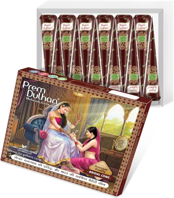 Prem Dulhan Mehandi Cone Pack of 12 – Natural Henna Cones for Beautiful Traditional Designs - Image 3