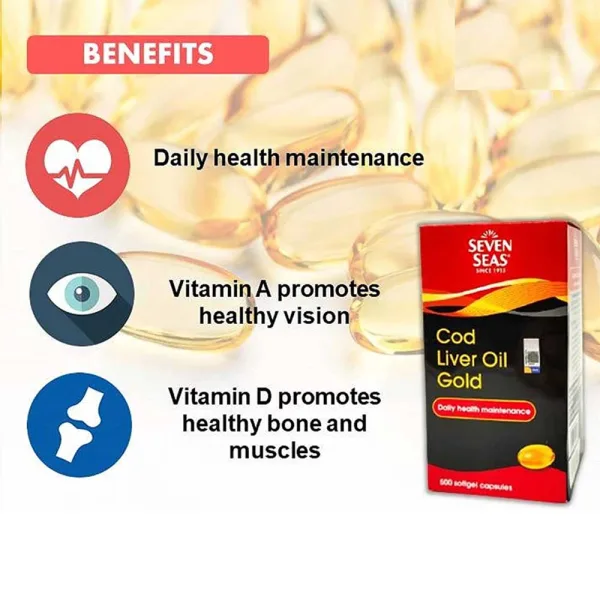 Seven Seas Cod Liver Oil Gold 500 Softgel Capsules – Omega-3 with Vitamins A & D - Image 4