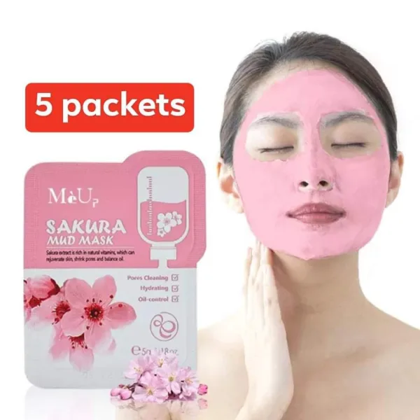 5PCS Japan Sakura Clay Face Pack Mud – Deep Cleansing Face Mask for Smooth & Glowing Skin - Image 5