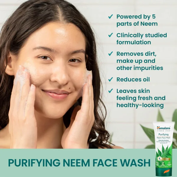Himalaya Purifying Neem Face Wash 100 ml– Soap-Free Daily Cleanser for Fresh, Healthy-Looking Skin - Image 3