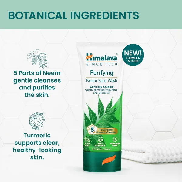 Himalaya Purifying Neem Face Wash 100 ml– Soap-Free Daily Cleanser for Fresh, Healthy-Looking Skin - Image 2