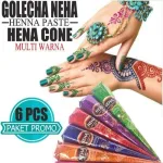Neha Classic Colour Cone Pack of 6 – 25g Each | Multi-Color Mehendi for Creative Designs - Image 4