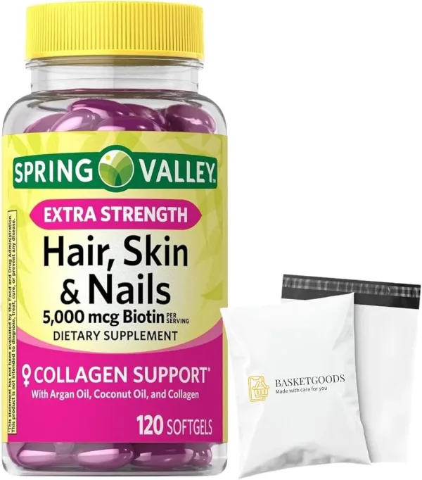 Spring Valley Hair, Skin & Nails Dietary Supplement Gel Capsules 120 Softgels – Beauty Support from Within - Image 2