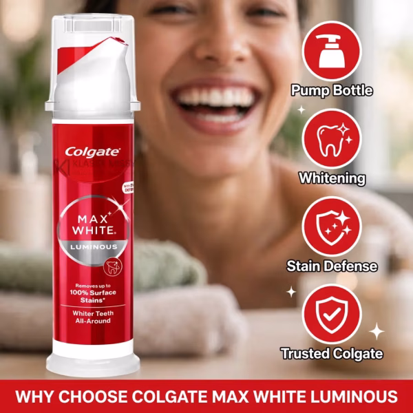 Colgate Max White Luminous Whitening Toothpaste 100ml – Brighten Your Smile Every Day - Image 3