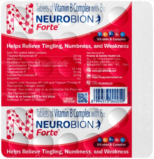 Neurobion Forte Tablets – Vitamin B Complex with Vitamin B12 | 30 Tablets - Image 2