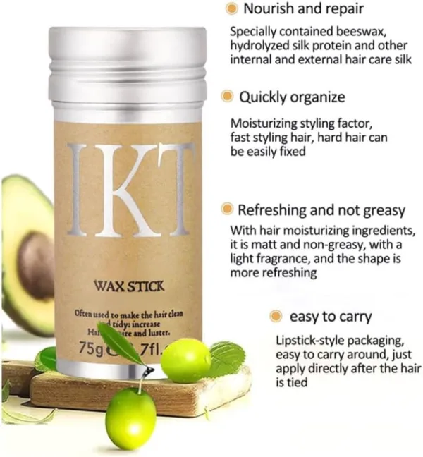 IKT Hair Wax Stick 75g for Both Men & Women for Damaged Hair Frizz Control Long Lasting Time-saving Styling Solution for Unisex - Image 4
