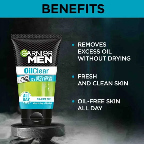 Garnier Men Oil Clear Icy Face Wash 100gm | India - Image 2