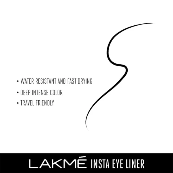 Lakme Insta Eye Liner 9ml Black Semi Matte Finish Water Resistant Long-Lasting Eyeliner - Image 2
