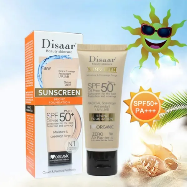 Disaar Beauty Skincare Oil Free SPF PA+++ 50+ Sunscreen Instant Protection UVA UVB Foundation - 40gm - Image 2