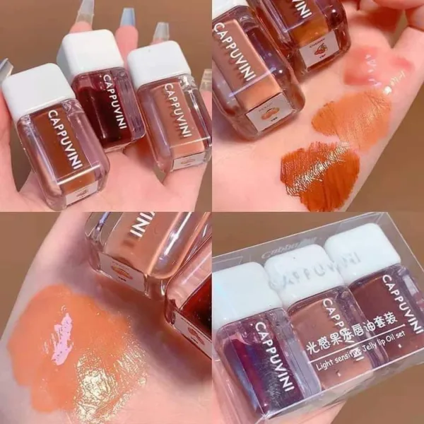 Cappuvini 3pcs Light Sensitive Jelly Lip Oil Set Lip Care - Image 2