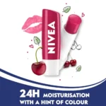 NIVEA Fruity Shine 4.8g Lip Balm | 24 H Melt in Moisture Formula | Natural Oils | Glossy Finish