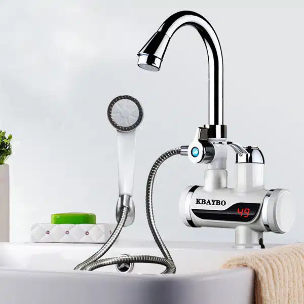 Electric Instant Hot Water Tap with Hand Shower – Fast & Convenient Hot Water Solution for Every HomeUpgrade your kitchen or bathroom with the Electric Instant Hot Water Tap with Hand Shower, an efficient and space-saving appliance that delivers hot water within seconds. Designed for modern households, this tankless water heater eliminates the need for bulky storage geysers while providing a continuous supply of hot water for washing, cleaning, and everyday use.  Whether you're washing dishes, cleaning vegetables, or enjoying a quick warm shower, this instant hot water tap offers convenience, energy efficiency, and reliable performance.  Key Features Instant hot water in approximately 3–5 seconds Built-in hand shower for added convenience Digital LED temperature display Tankless design saves space 360° swivel faucet for flexible use Durable stainless steel heating tube High-quality ABS heat-resistant body Easy installation with standard water connections Suitable for kitchens, bathrooms, apartments, offices, and shops - Image 2