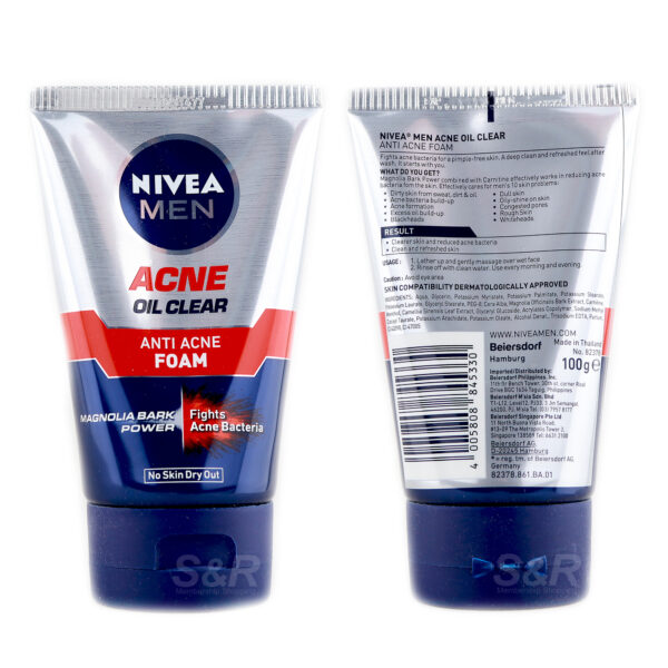 Nivea Men Acne Oil Clear Anti Acne Facial Foam 100g - Image 2