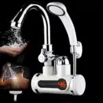 Electric Instant Hot Water Tap with Hand Shower – Fast & Convenient Hot Water Solution for Every HomeUpgrade your kitchen or bathroom with the Electric Instant Hot Water Tap with Hand Shower, an efficient and space-saving appliance that delivers hot water within seconds. Designed for modern households, this tankless water heater eliminates the need for bulky storage geysers while providing a continuous supply of hot water for washing, cleaning, and everyday use.  Whether you're washing dishes, cleaning vegetables, or enjoying a quick warm shower, this instant hot water tap offers convenience, energy efficiency, and reliable performance.  Key Features Instant hot water in approximately 3–5 seconds Built-in hand shower for added convenience Digital LED temperature display Tankless design saves space 360° swivel faucet for flexible use Durable stainless steel heating tube High-quality ABS heat-resistant body Easy installation with standard water connections Suitable for kitchens, bathrooms, apartments, offices, and shops