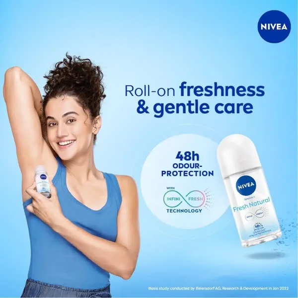 Nivea Fresh Natural Roll-On Antiperspirant Deodorant 50ml - Image 4