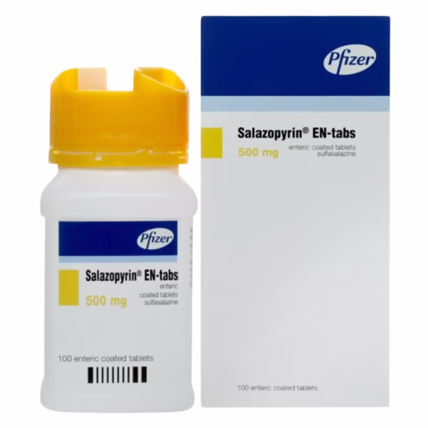 Pfizer Salazopyrin EN 500mg (100 Tablets) – Enteric-Coated Sulfasalazine for Inflammatory Bowel Disease & Rheumatoid Arthritis - Image 2