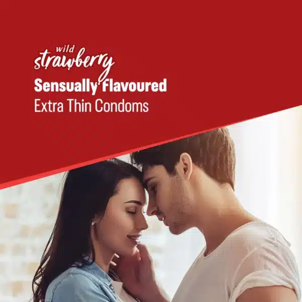 Durex Extra Thin Wild Strawberry Flavoured Condoms (3 Pack) - Image 2