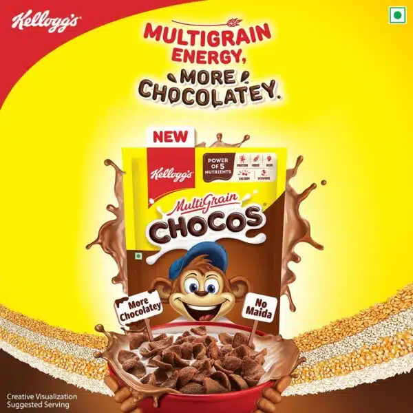 Kellogg's Chocos Chocolate Breakfast Cereal 385gm (Pouch Pack) - Image 2