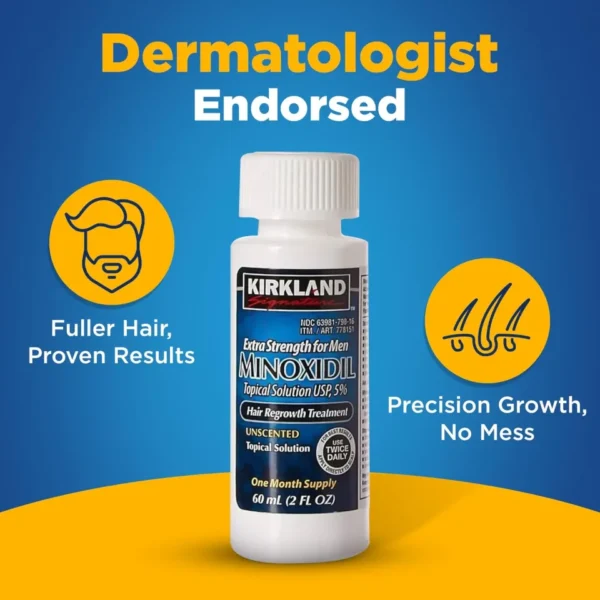 Kirkland Signature Topical Minoxidil 5% Extra Strength for Men Hair Regrowth Treatment 1 Month Supply - Image 3