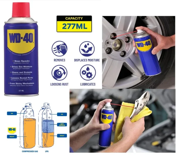 WD-40 (277ml) MULTI-USE PRODUCT Use For Multipurpose Cleaning Rust Remover lubricant - Image 2