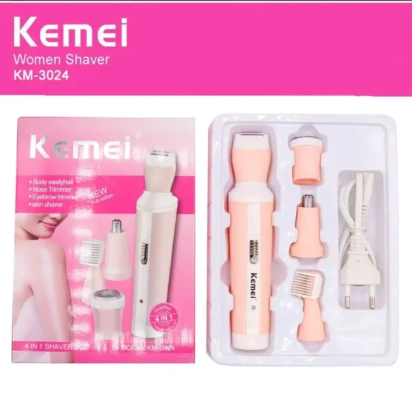Kemei KM-3024 Wet & Dry Women's Multi-Usage Grooming Kit – 4-in-1 Rechargeable Hair Removal Solution - Image 4