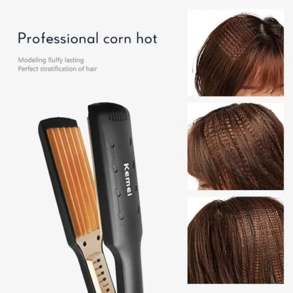 Kemei KM-472 Professional Hair Crimper Wide Plate instant Heating Black - Image 3