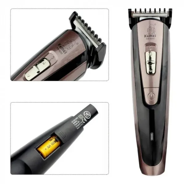 Kemei KM-9050 Titanium Blade Professional Trimmer & Hair Clipper for Men with 4 Guide Combs - Image 3