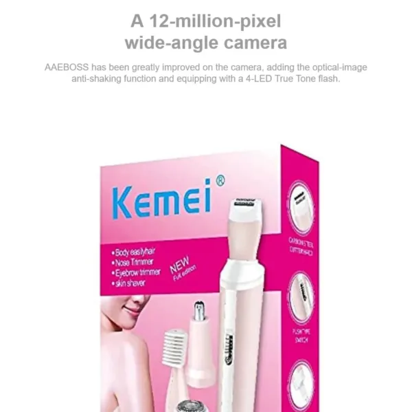Kemei KM-3024 Wet & Dry Women's Multi-Usage Grooming Kit – 4-in-1 Rechargeable Hair Removal Solution - Image 3