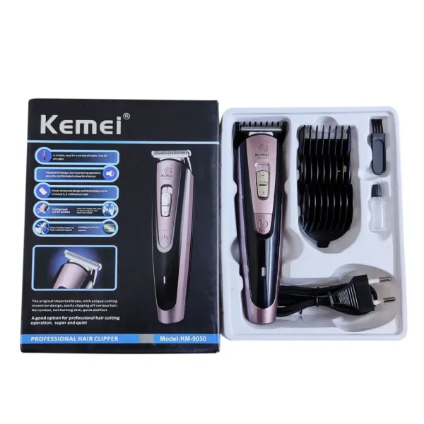 Kemei KM-9050 Titanium Blade Professional Trimmer & Hair Clipper for Men with 4 Guide Combs - Image 5