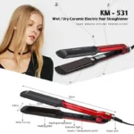 Kemei KM-531 Professional Hair Straightener - Black and Red - Image 3