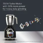 Philips HL7757/00 Mixer Grinder – 750W Turbo Motor | 3 Stainless Steel Jars | - Image 3