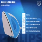 Philips GC090/20 Classic Dry Iron – Comfortable & Efficient Ironing (Official Philips Product) - Image 3