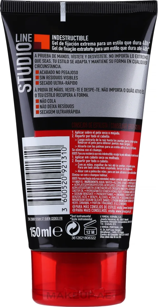 Loreal Studio Line Xtreme Hold Indestructible Hair Gel 9 150ml - Image 2
