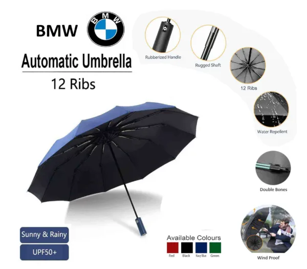 Original BMW Motorsports 12 Rib auto open & close Umbrella 100% Waterproof - Image 3