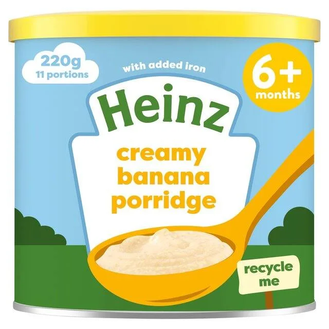 0673ed2450156f6a55da63c99ae25d61.jpg Heinz First Steps creamy banana porridge baby food 6 months UK pack