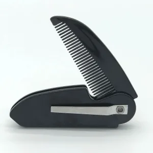 Folding pocket beard comb with clip for men