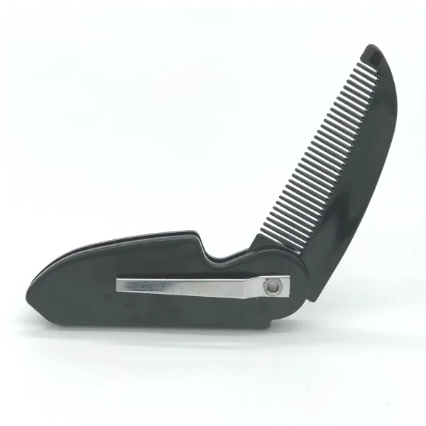 Foldable beard comb with pocket clip travel grooming tool