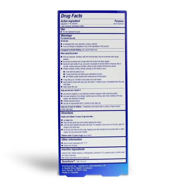 Differin adapalene 0.1% gel for facial acne