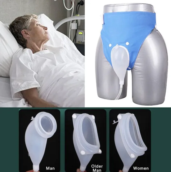 Silicone urinal urine collector with collection bag and cotton pants
