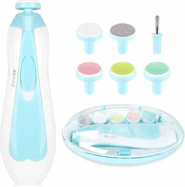 Electric baby nail file with gentle cushioned filing heads