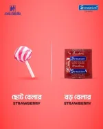 Super dotted strawberry flavoured condom combo pack from SMC
