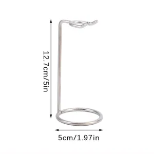 Metal shave brush holder stand silver chrome finish