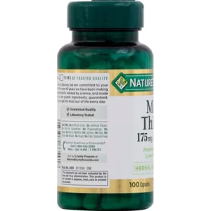 Milk thistle silymarin herbal supplement capsules 175 mg 100 count