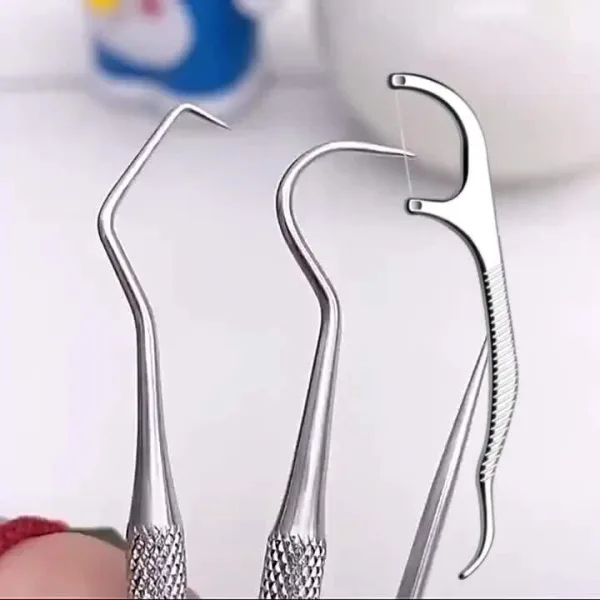 4 piece portable titanium stainless steel toothpick set with keyring