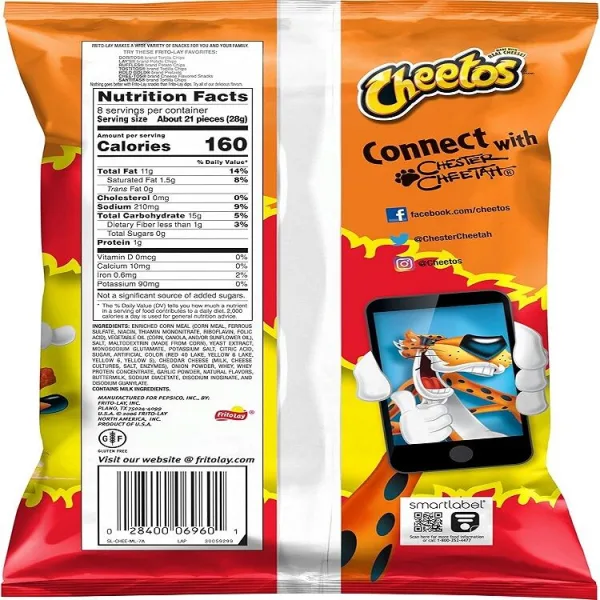 Spicy Cheetos Flamin Hot puffed corn snack 227gm USA import