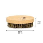 Palm held boar bristle beard grooming brush for facial hair