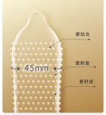Snug fit 45mm dotted latex condom for a narrower fit