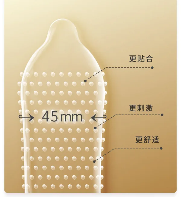 Snug fit 45mm dotted latex condom for a narrower fit