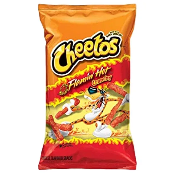 Cheetos flaming hot crunchy chips 227 gram American large bag