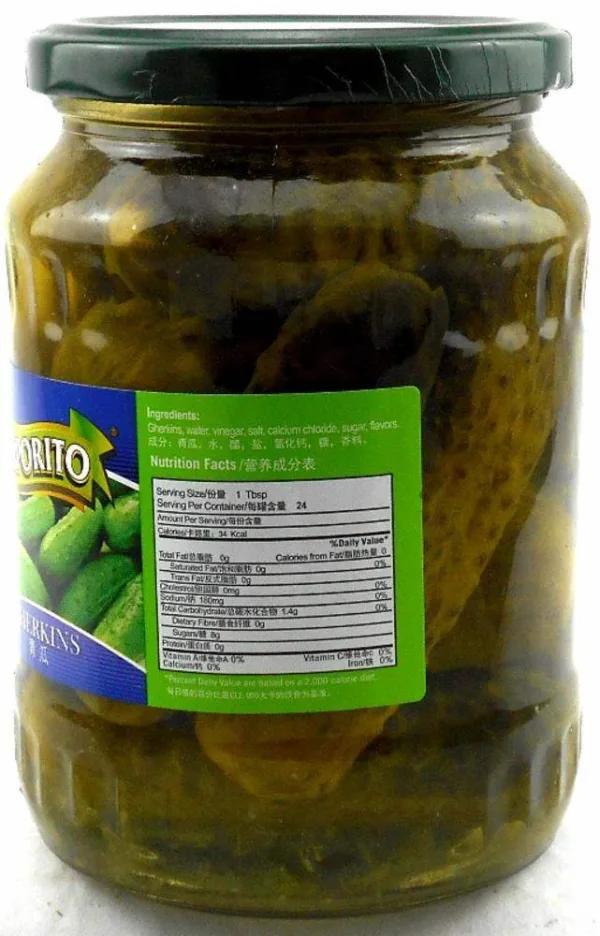 Imported Saporito gherkin pickles 670gm brine jar